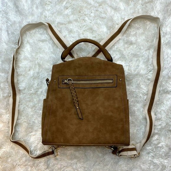 Women's Zip Closure Convertible Backpack Cognac NY - Picture 8 of 12